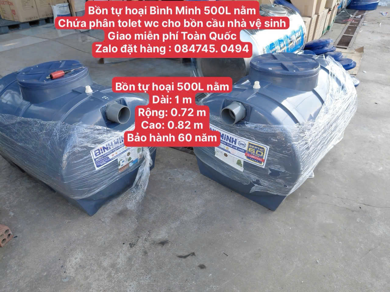 BỒN TỰ HOẠI BÌNH MINH 500L NẰM Bể phốt 500 lít nằm ngang Bình Minh Hầm chứa phân tự hoại 0.5 khối nằm (0.5M³) – GIẢI PHÁP TIẾT KIỆM CHO MỌI CÔNG TRÌNH